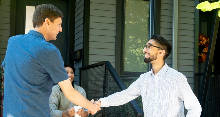 BC NDP leader David Eby greeting British Columbians