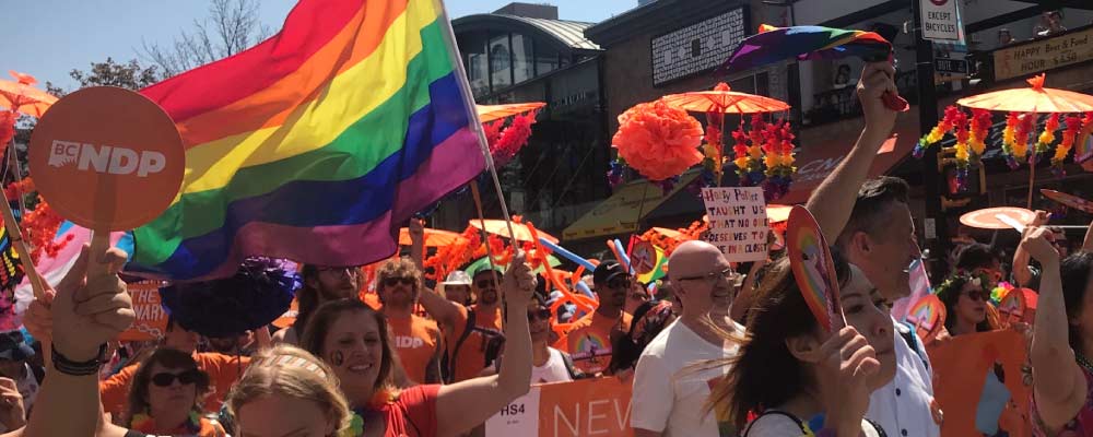 BC NDP supporters marching in the pride parade